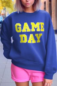 Dark Blue Sequin Game Day Graphic Sweatshirt (size: (US 12-14)L)
