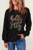 Black Christmas Sequined Holly Jolly Graphic Sweatshirt