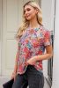 Red Short Sleeve Floral Print T Shirt