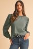 Medium Grey Eyelet Embroidered Sleeve Patchwork Ribbed Sweatshirt