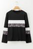 White Leopard Colorblock Patchwork Crew Neck Top
