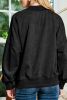 Black Plain Drop Shoulder Crew Neck Pullover Sweatshirt