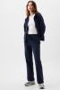 Navy Blue Plain Fleece Lined Zip Up Drawstring Hoodie