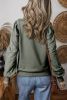 Medium Grey Eyelet Embroidered Sleeve Patchwork Ribbed Sweatshirt
