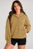 Brown Kangaroo Pocket Half Zipper Oversized Hoodie
