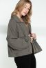 Blue Ribbed Striped Splicing Drop Sleeve Loose Shirt