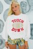 White TOUCH DOWN Rugby Graphic Pullover Sweatshirt