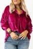 Bright Pink Plus Size Velvet Chest Pocket Drop Shoulder Shirt