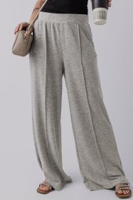 Medium Grey Central Seam Wide Leg High Waist Casual Pants (size: (US 12-14)L)
