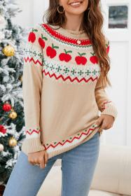 Apricot Apple Printed Pullover Sweater (size: (US 12-14)L)