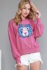 Rose Tiger Embroidered Ribbed Trim Sweatshirt