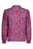 Multicolor Abstract Floral Long Puff Sleeve Shirt