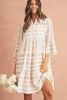 Orange Bohemian Split Neck Bracelet Sleeve Ruffle Mini Dress