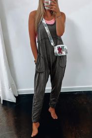 Dark Grey Pockets Exposed Seam Jumpsuit (size: (US 12-14)L)