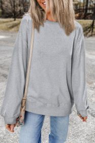 Light Grey Plain Drop Shoulder Crewneck Pullover Sweatshirt (size: (US 20-22)2XL)