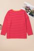Orange Stripe Plus Size Drop Shoulder Long Sleeve Top