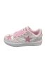 Pink Star Patch Color Block Lace-up Flat Sneakers