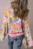 Pink Abstract Print Drop Shoulder Sweatshirt