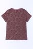 Red Cheetah Print Casual Short Sleeve Crew Neck T Shirt