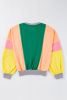 Dark Green Colorblock Patchwork Drop Shoulder Top