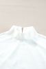 White Plain Mock Neck Drop Shoulder Ribbed Top