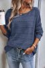 Real Teal Boat Neck Drop Shoulder Pointelle Knit Sweater