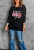 Black Happy New Year Graphic Sweatshirt