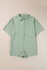 Spinach Green Plain Half Button Collared Pocket Loose Romper