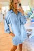 Beau Blue Washed Raw Hem Denim Shirt Dress