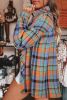 Orange Plaid Print Pocket Loose Shirt