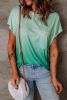 Ombre Green Short Sleeve Crew Neck T Shirt with Pocket