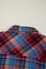 Red Plaid Print Drop Sleeve Loose Shirt