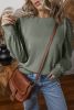 Medium Grey Eyelet Embroidered Sleeve Patchwork Ribbed Sweatshirt