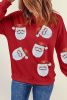 Red Sequins Santa Claus Graphic Christmas Sweatshirt