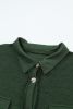 Green Textured Button Up Shirt Shacket with Flap Pockets