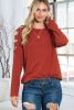 Orange Cutout Cold Shoulder Long Sleeve Top