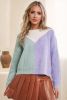 Clearly Aqua Colorblock Knitted Sweater