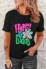 Black Happy GO Lucky Clover Graphic Crew Neck T Shirt
