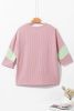 Light Pink Ribbed Colorblock Drop Sleeve Top