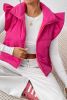 Rose Red Sleeveless Standing Collar Warm Vest Cotton Jacket