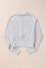 Light Grey Quarter Zip Stand Neck Kangaroo Pocket Sweatshirt