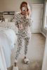White Holly Print Christmas Pullover Pants Pajama Set