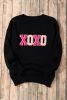Black XOXO Chenille Letter Round Neck Casual Sweater