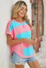 Rose & Blue Colorblock Exposed Seam Tee
