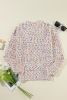 White Colorful Confetti Knit Lantern Sleeve Sweater