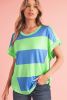 Blue Color Block Exposed Seam Tee