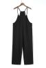 Black Pocketed Adjustable Spaghetti Strap Straight Leg Jumpsuit
