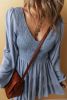 Ashleigh Blue Long Sleeve V Neck Smocked Tiered Mini Dress