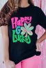 Black Happy GO Lucky Clover Graphic Crew Neck T Shirt