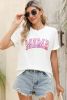 White MAMA Leopard Embroidered Crew Neck Graphic Tee